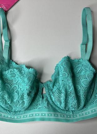 Бюстгальтер мереживний на кісточках мʼяка чашечка m&s - бірюзовий, рр 65d