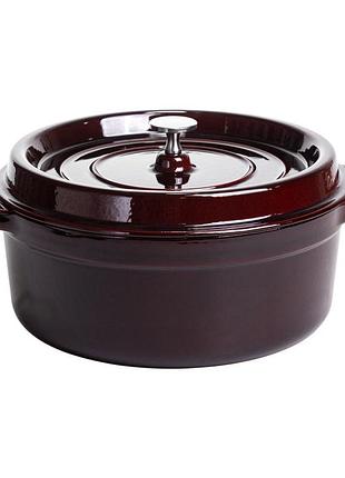 Кокотница чугунная эмалированная 6 л, бургунди yiwu hp-flg-12 burgundy