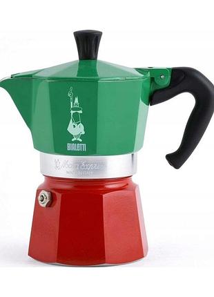 Кавоварка bialetti moka express italia алюмінієва 3tz 130 мл зелено-червона