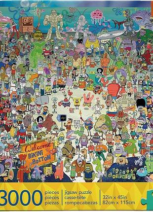 Aquarius puzzle spongebob квадратні штани 3000 елементів офіційна ліцензія без відблисків точне прилягання 81x114 см