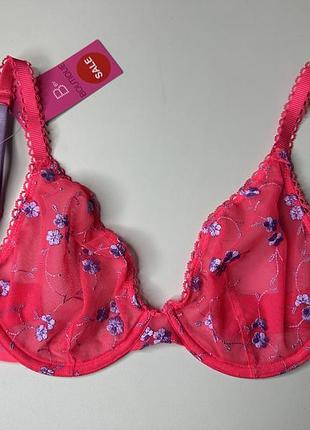 Бюстгальтер сіточка з вишивкою на кісточках, мʼяка чашка m&s - рр 65a, 65c, 65d, 65e