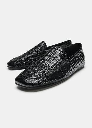 Шкіряні лофери з фактурної шкіри limited edition zara