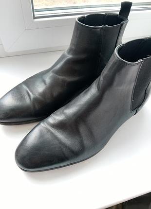 Черевики чоловічі zara чорні демісезонні шкіряні челсі, розмір 43
