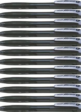 Набір з 12 штук чорних автоматичних ручок pilot rexgrip f 0.21mm з олійним чорнилом шт. 12 шт