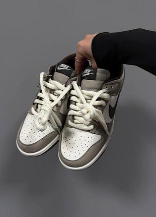 Кроссовки nike sb dunk low beige brown white 2