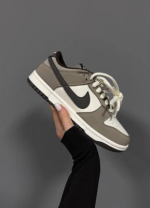 Кроссовки nike sb dunk low beige brown white 4
