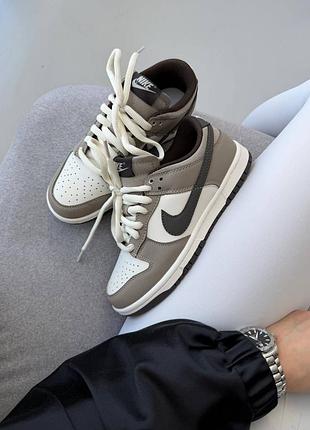 Кроссовки nike sb dunk low beige brown white