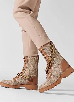 Черевики жіночі guess з фірмовим принтом, коричневі, розмір 39