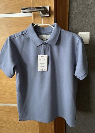 Футболка- поло для хлопчика zara блакитна, розмір 9-10 років / 140 см