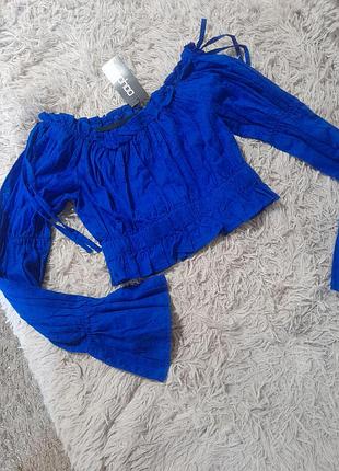 Блуза жіноча boohoo синя з прошви розмір m
