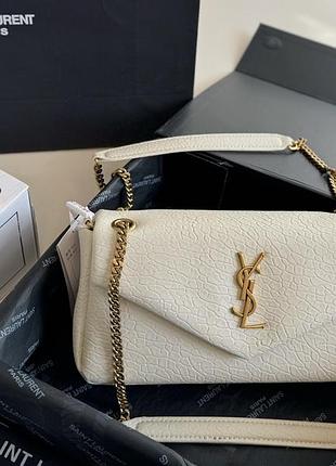 🤍yves saint laurent calypso premium натуральная кожа брендовая сумка ив сен лоран люкс премиум кросс боди кремовая
