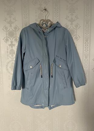 Парка для дівчинки zara блакитна 140 плащ дощовик