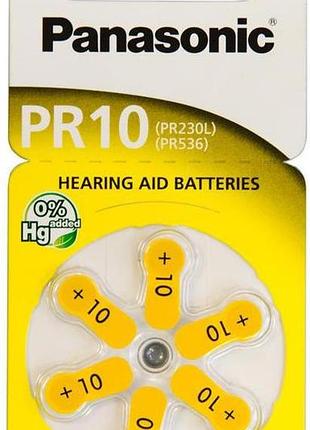 Батарейка panasonic повітряно-цинкова pr230(10a, ac230e/ez, za10, pr70, da10) блістер, 6 шт.