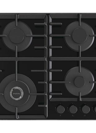 Варочная поверхность gorenje газовая на стекле, 60см, чугун, черный