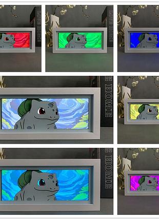 Многослойный ночник лампа аниме pokemon покемон бульбазавр светильник rgb (zdd-272)