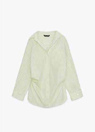 Жіноча поплінова сорочка оверсайз в смужку zara розмір xs