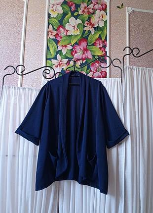 Красивий синій кардиган з плотного шифону софт з карманами lj's fashion boutique.