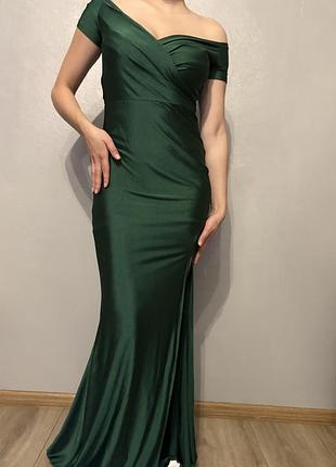 Вечірня сукня жіноча смарагдова максі