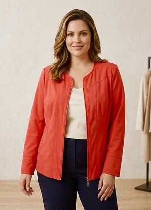Елегантний кораловий жакет / легка куртка adagio (розмір 50–52 / xl–2xl)