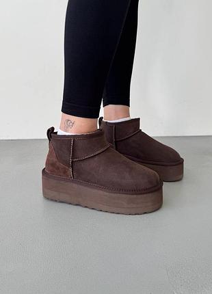 Уггі жіночі ugg classic ultra mini platform xl brown
