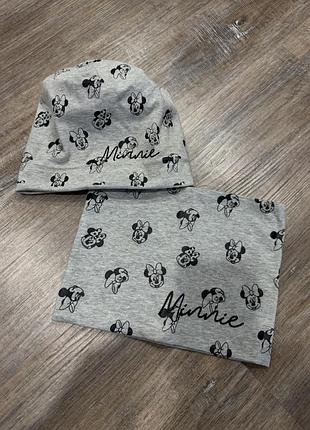 Комплект для дівчаток minnie mouse шапка та шарф, сірий