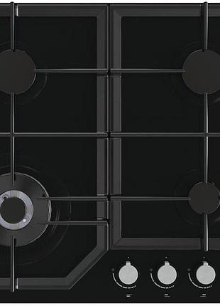 Варильна поверхня gorenje газова на склі, 60см, чавун, чорний