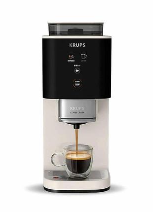 Кавомашина krups coffee crush, 1.8л, зерно, оled дисплей, авторецептів - 2, метал, чорно-бежевий