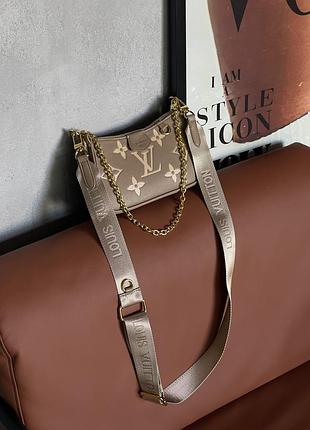 Женская багетная сумка луи витон сумочка багет louis vuitton для женщины брендовая мини сумка через плечо для девушки бежевый №2