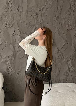Женская багетная сумка coach классическая сумочка багет для женщины коуч брендовая сумка через плечо для девушки