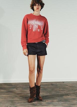 Жіночий світшот з випраним ефектом з текстом zara розмір s