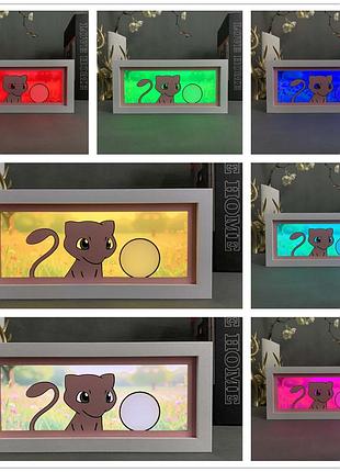 Многослойный ночник лампа аниме pokemon покемон мью светильник rgb (zdd-274)