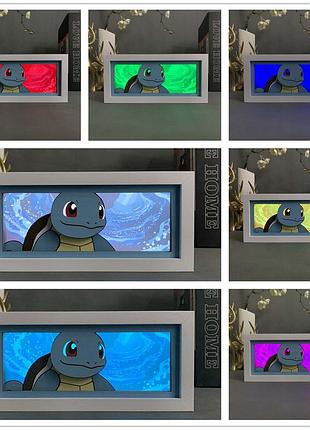 Многослойный ночник лампа аниме pokemon покемон сквиртл светильник rgb (zdd-273)