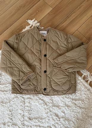 Куртка жіноча zara стьобана бежева