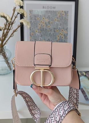 Кожаная сумочка кросс боди для женщины сумка через плечо christian dior для девушки брендовая женская мини сумка диор розовый