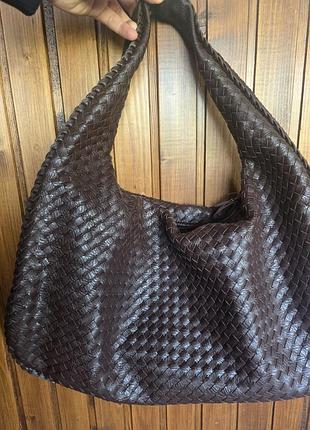 Сумка жіноча bottega veneta хобо коричнева плетена