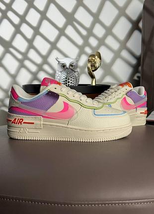 Женские кроссовки nike air force 1 shadow w beige multicolor