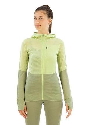 Лонгслів жіночий icebreaker merino 200 realfleece descender на блискавці, салатовий, розмір l