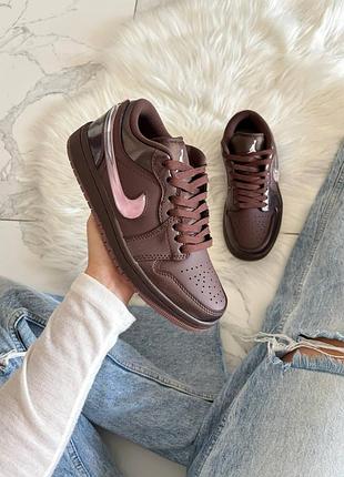 Кроссовки jordan 1 low valentine's day chocolate brown pink арт 2109