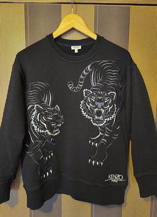 Чоловічий світшот kenzo double tiger чорний розмір s