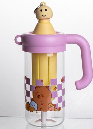 Бутылка для воды стеклянная capybara с ситечком 750 мл, лиловый yiwu hp-gm-23