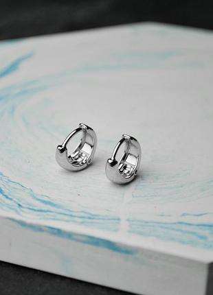 Серьги кольца капли медицинская сталь родий (x243-1)