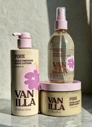 Парфумований набір спрей , лосьйон, скраб victoria's secret pink vanilla