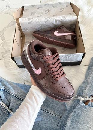 Кроссовки jordan 1 low valentine's day chocolate brown pink арт 2109