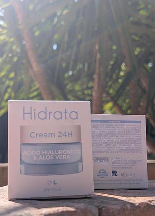 Увлажняющий крем для лица deliplus hidrata cream 24h (с гиалуроновой кислотой и алоэ вера). испания. 50 мл.