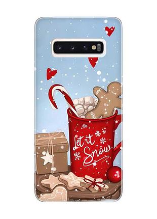 Чехол на samsung galaxy s10 какао с пряниками (принт 191)