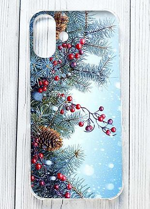 Чехол с утолщёнными углами на iphone 16 plus зимний фон (принт 167)