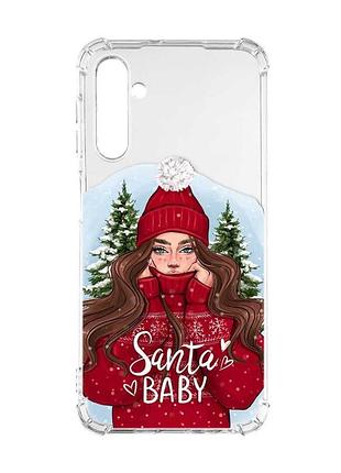Чохол з потовщеними кутами на samsung galaxy a56 5g дівчина в червоному (принт 189)