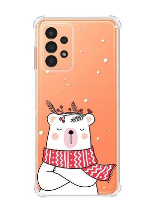 Чохол з потовщеними кутами на samsung galaxy a13 4g :: ведмідь у шарфі (принт 147)