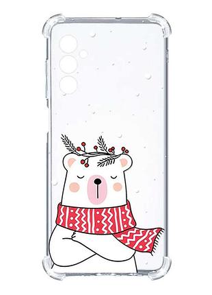 Чехол с утолщёнными углами на samsung galaxy a25 (a256) :: медведь в шарфе (принт 147)