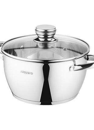 Кастрюля со стеклянной крышкой ardesto gemini lucca, 4.2л, нержавеющая сталь